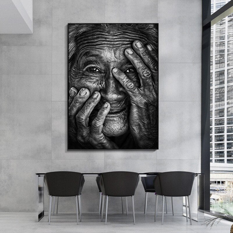CORX Designs - Black and White Wrinkled Old Woman Canvas Art - Review