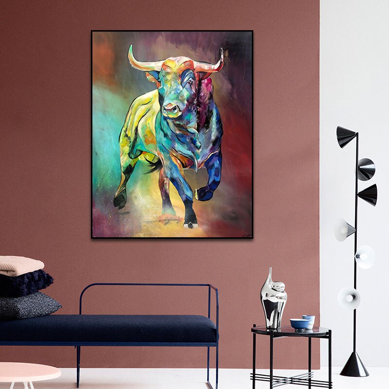 CORX Designs - Abstract Colorful Bull Canvas Art - Review