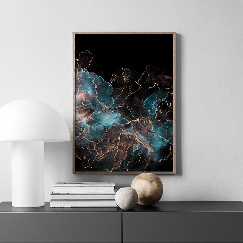 CORX Designs - Gold Blue Modern Abstract Canvas Art - Review