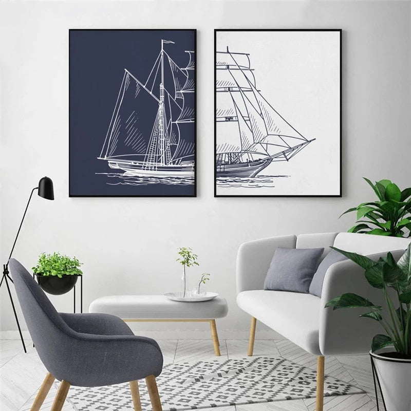 CORX Designs - Blue and White Boat Canvas Art - Review