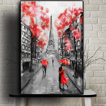 CORX Designs - Romantic City Couple Paris Eiffel Tower Oil Painting Canvas Art - Review