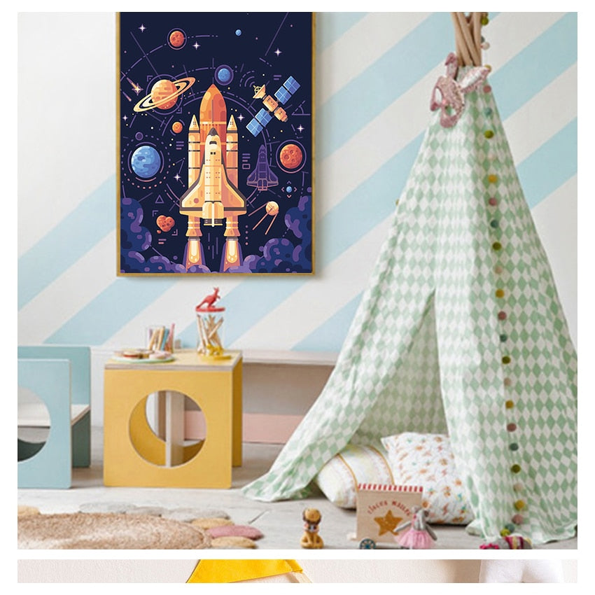 CORX Designs - Rocket Spaceship Letter Nursery Wall Art Canvas - Review