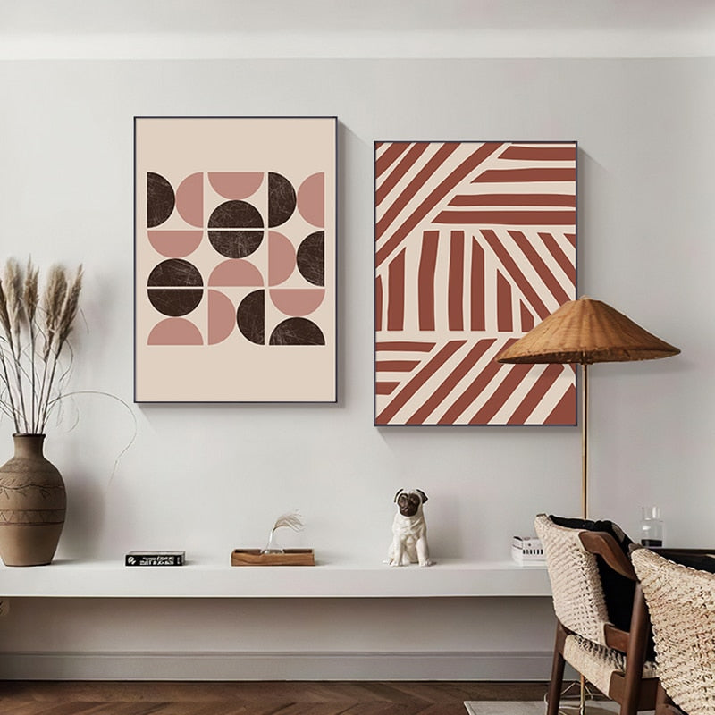 CORX Designs - Abstract Geometric Brown Beige Black Canvas Art - Review