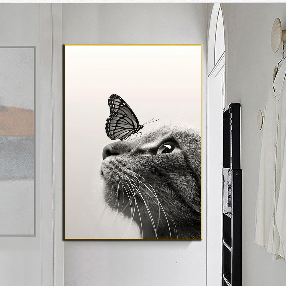 CORX Designs - Black and White Cat Butterfly Canvas Art - Review