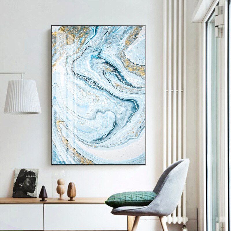 CORX Designs - White Light Blue Marble Canvas Art - Review
