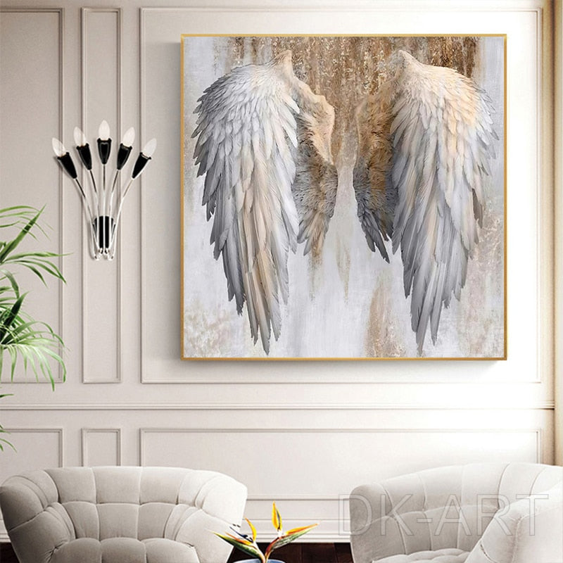 CORX Designs - White and Gold Angel Wings Canvas Painting Art - Review