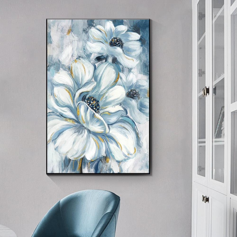 CORX Designs - Light Blue Flower Oil Painting Canvas Art - Review