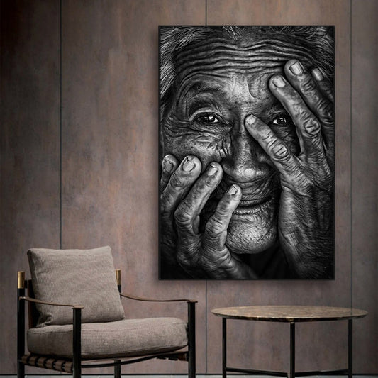 CORX Designs - Black and White Wrinkled Old Woman Canvas Art - Review