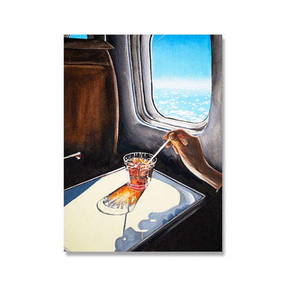 CORX Designs - Drinking By The Airplane Window Canvas Art - Review