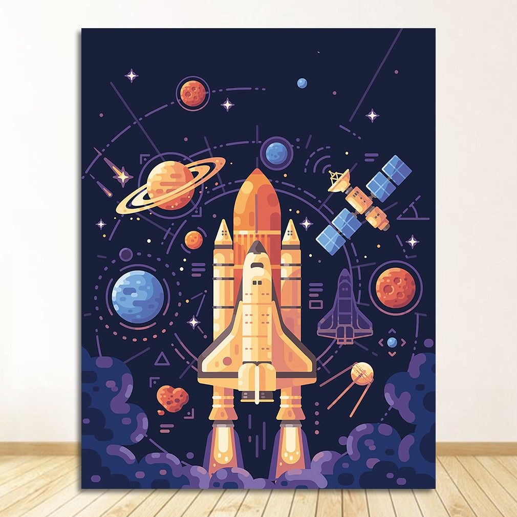CORX Designs - Rocket Spaceship Letter Nursery Wall Art Canvas - Review