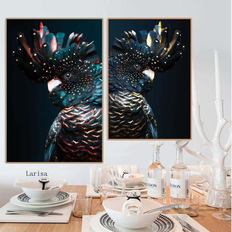 CORX Designs - Luxurious Black Navy Blue Cockatoo Bird Canvas Art - Review