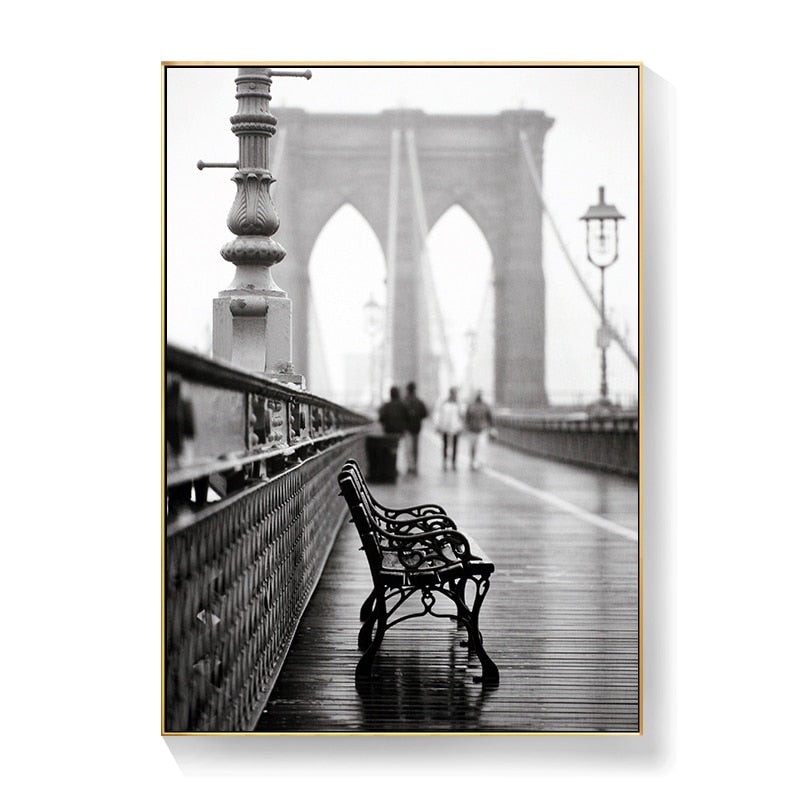 CORX Designs - Black and White Brooklyn Bridge London Bridge Eiffel Tower Canvas Art - Review