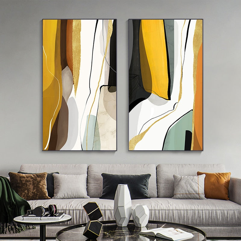 CORX Designs - Abstract Yellow Brown White Canvas Art - Review