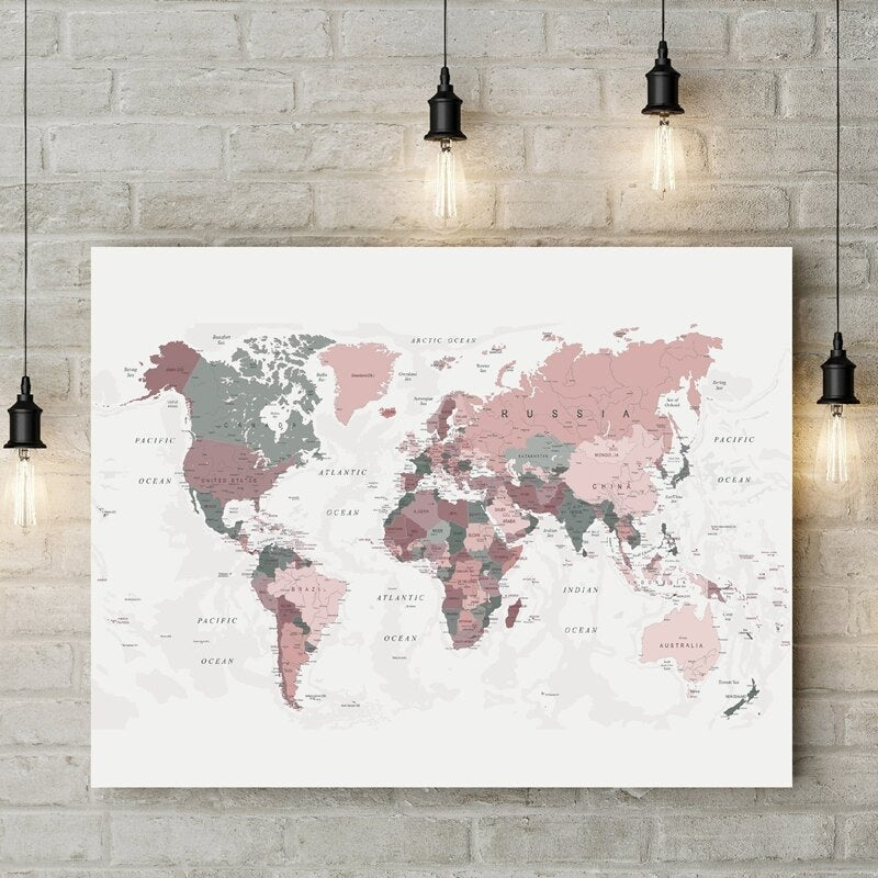 CORX Designs - Pink World Map Canvas Art - Review