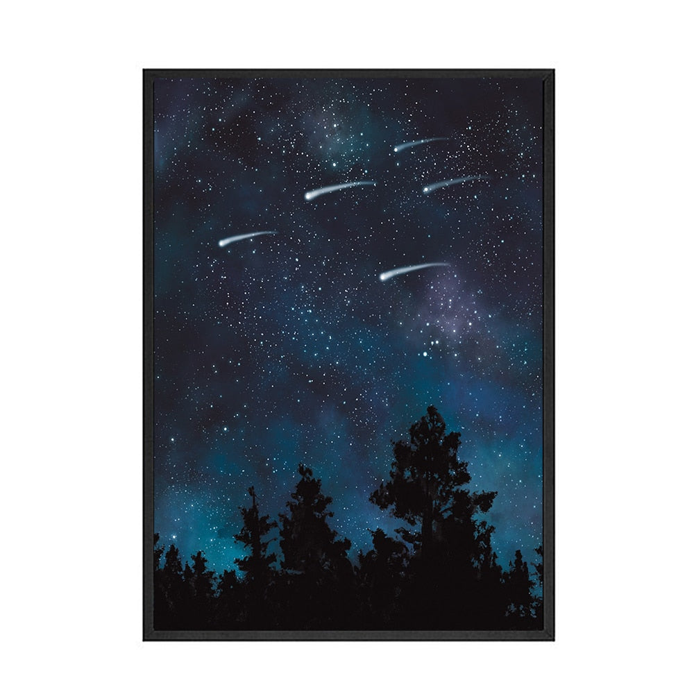 CORX Designs - Aurora Borealis Shooting Stars Sky Moon Canvas Art - Review