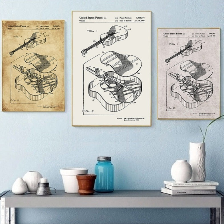 CORX Designs - Martin Guitar Patent Blueprint Canvas Art - Review