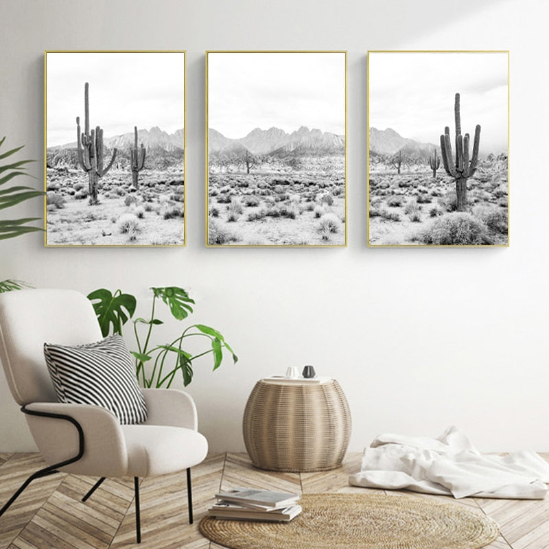CORX Designs - Black And White Cactus Desert Canvas Art - Review
