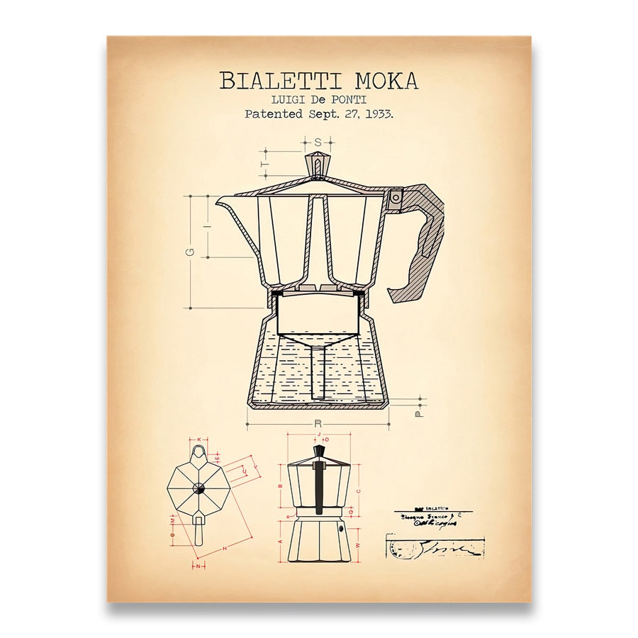 CORX Designs - Coffee Pot Patent Blueprint Canvas Art - Review