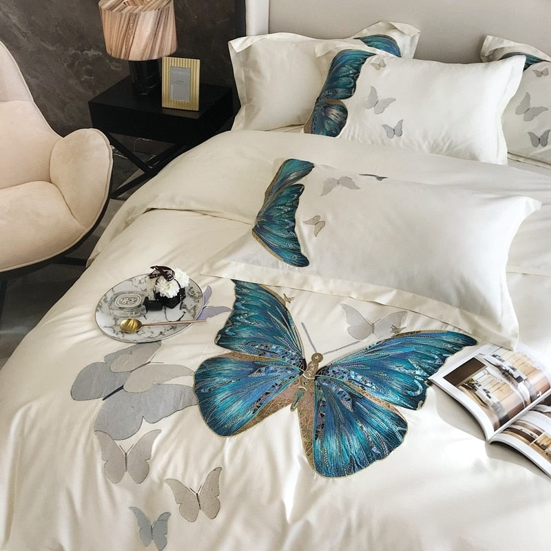 CORX Designs - White Butterfly Egyptian Cotton Duvet Cover Bedding Set - Review