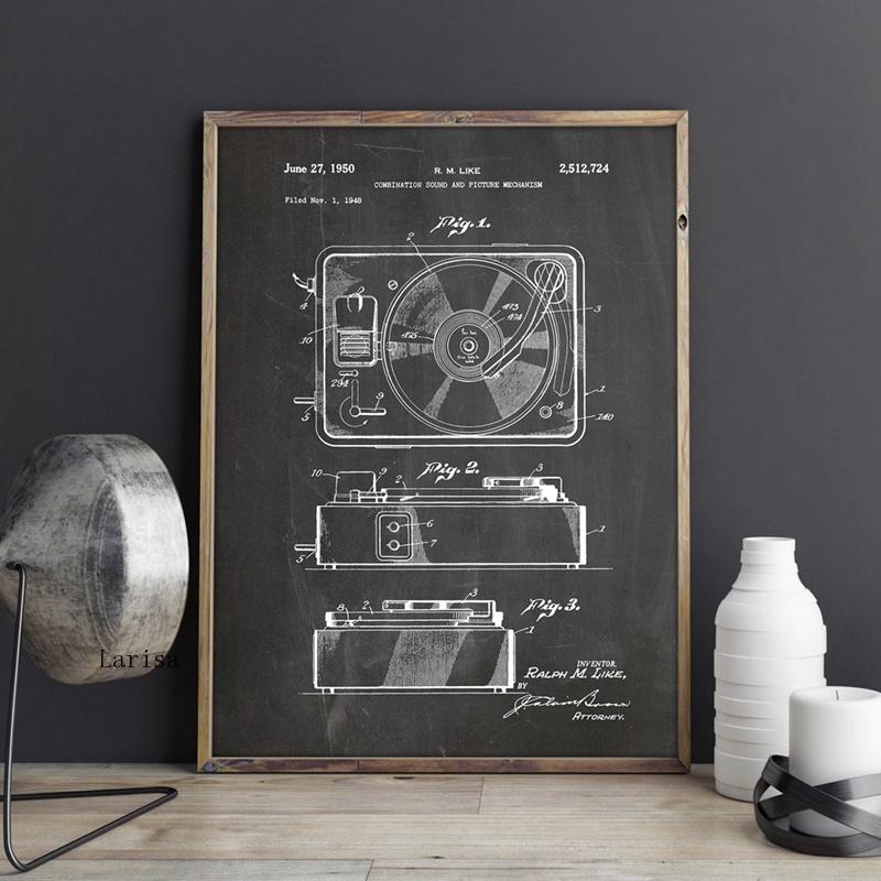 CORX Designs - Retro Record Player Patent Blueprint Canvas Art - Review