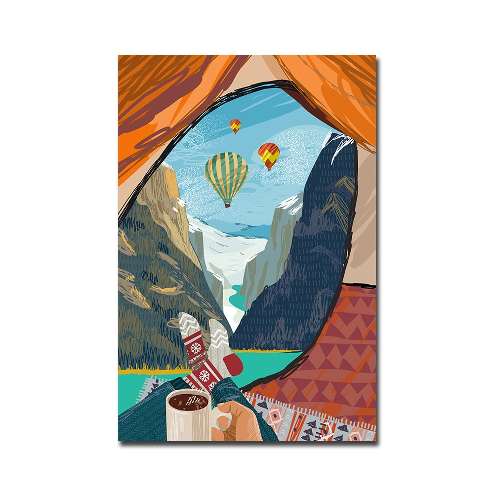 CORX Designs - Hot Air Balloon Town Mountain Canvas Art - Review