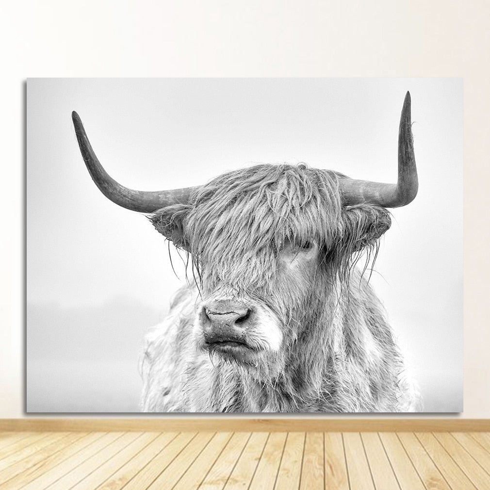 CORX Designs - Black and White Yak Highland Cow Canvas Art - Review