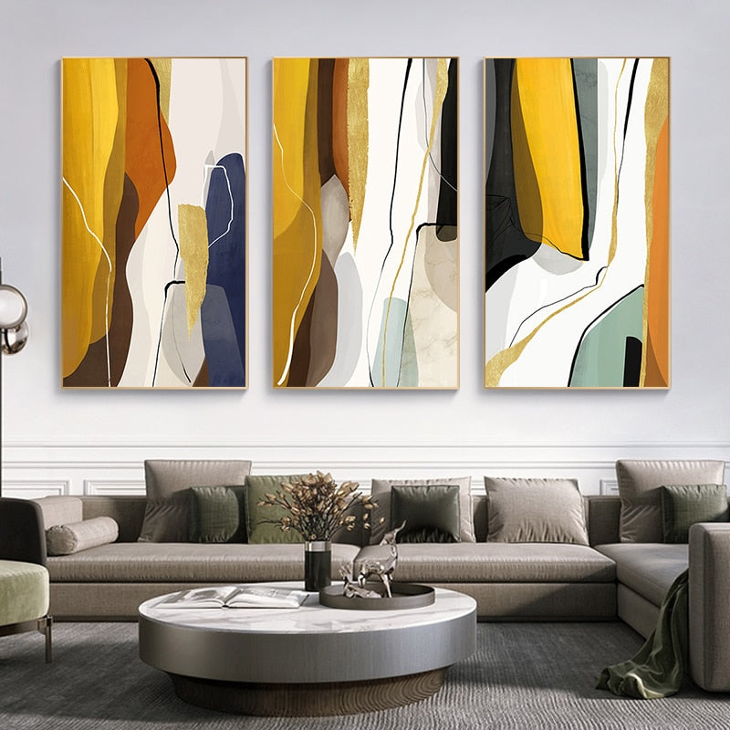 CORX Designs - Abstract Yellow Brown White Canvas Art - Review