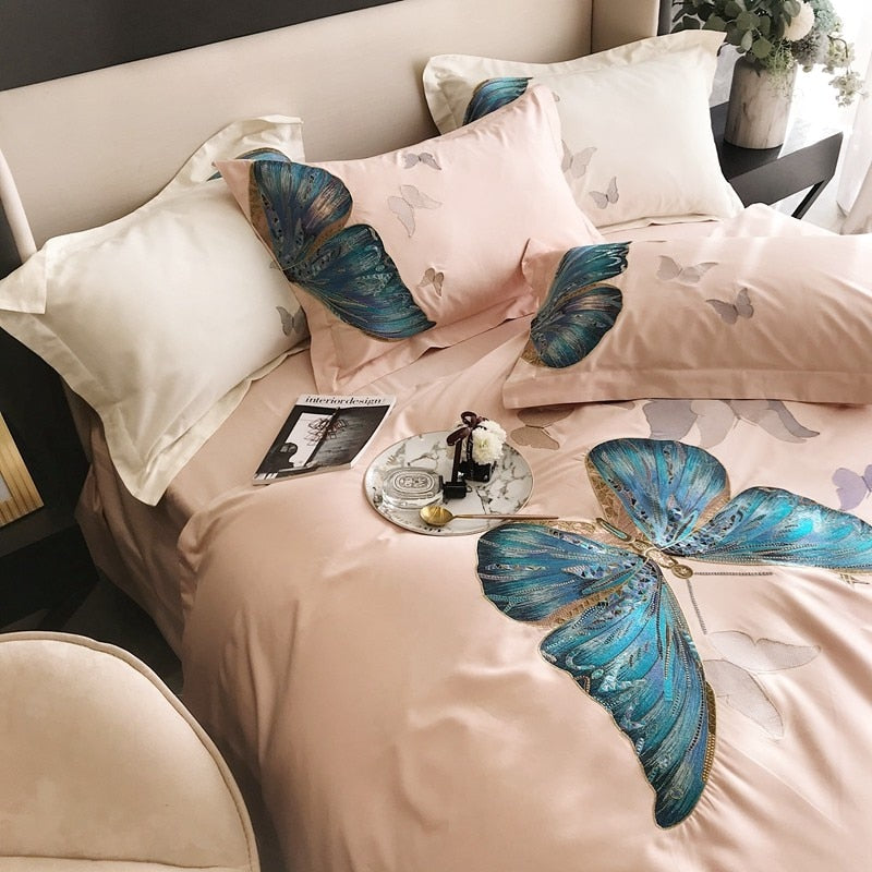 CORX Designs - Pink Butterfly Egyptian Cotton Duvet Cover Bedding Set - Review