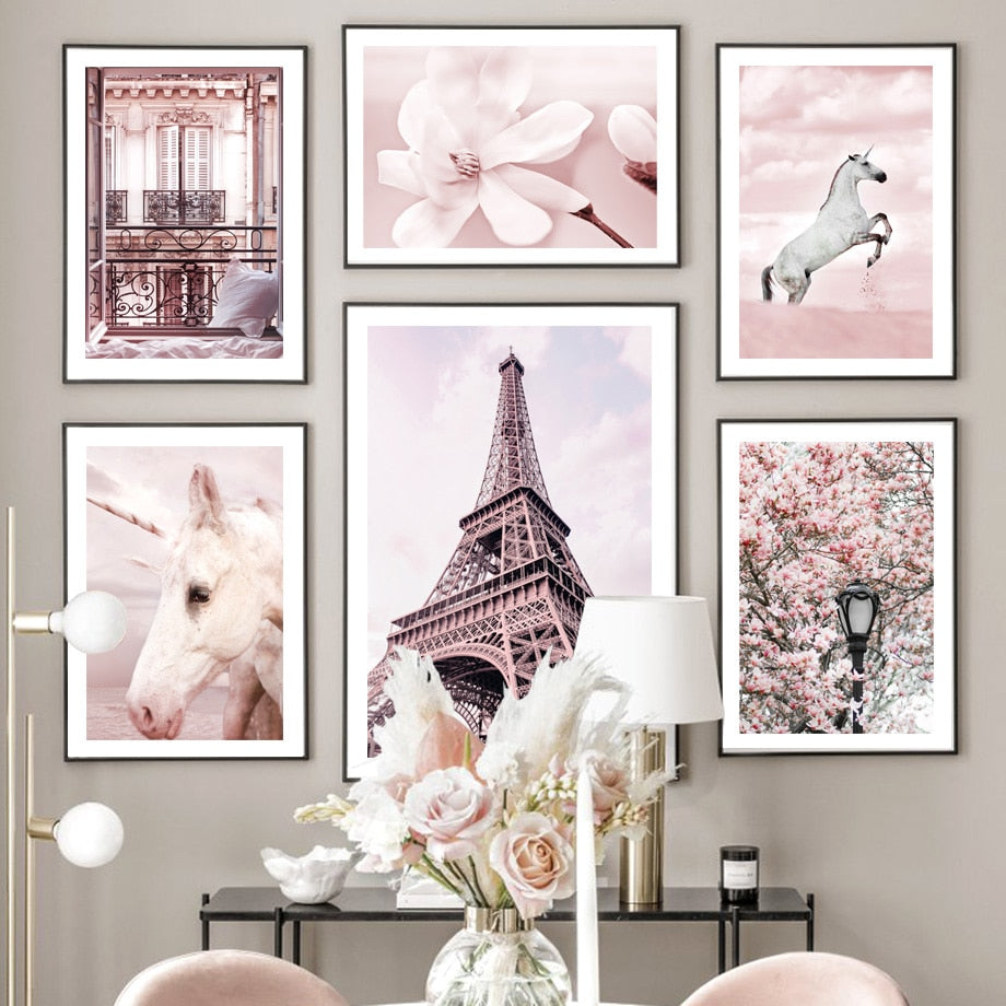 CORX Designs - Paris Tower Pink Rose Car Bicycle Unicorn Canvas art - Review