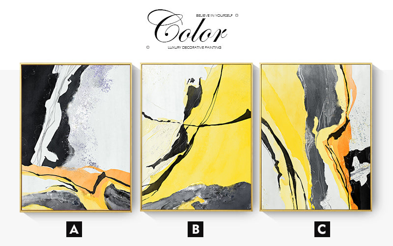 CORX Designs - Abstract Yellow And Black Marble Canvas Art - Review