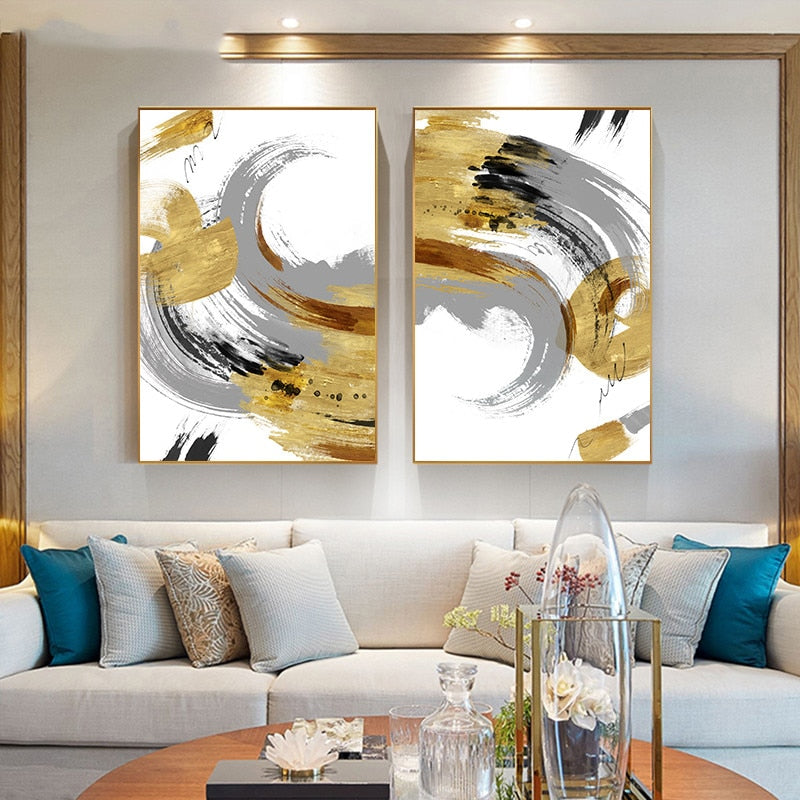 CORX Designs - Gray and Gold Paint Canvas Art - Review