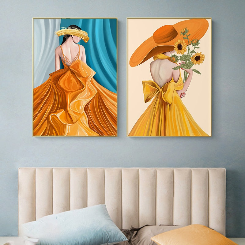 CORX Designs - Illustration Orange Dress Woman Canvas Art - Review