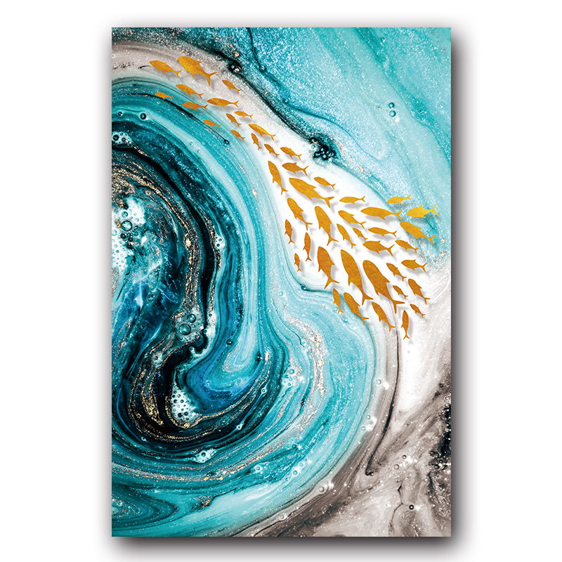 CORX Designs - Blue Floral Red Marble Canvas Art - Review
