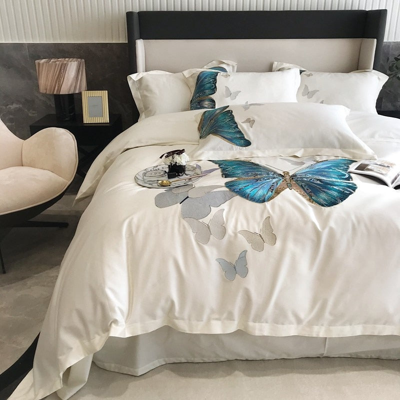 CORX Designs - White Butterfly Egyptian Cotton Duvet Cover Bedding Set - Review