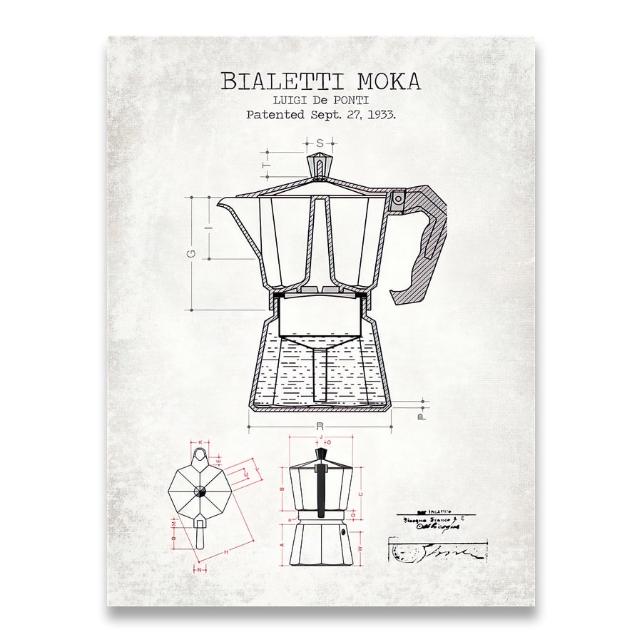 CORX Designs - Coffee Pot Patent Blueprint Canvas Art - Review