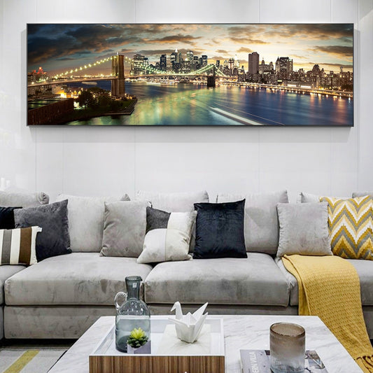 CORX Designs - Brooklyn Bridge Night Landscape Canvas Art - Review