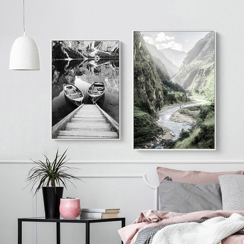 CORX Designs - Scandinavian Black White Nature Landscape Canvas Art - Review