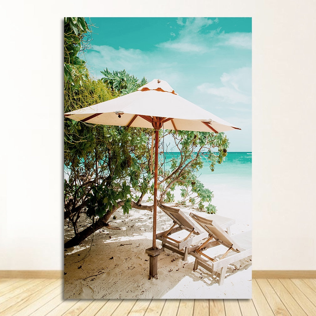 CORX Designs - Beach Surfboard Coconut Tree Hammock Canvas Art - Review