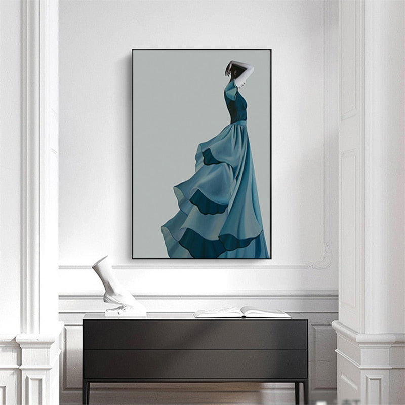 CORX Designs - Elegant Lady With Haze Blue Dress Canvas Art - Review