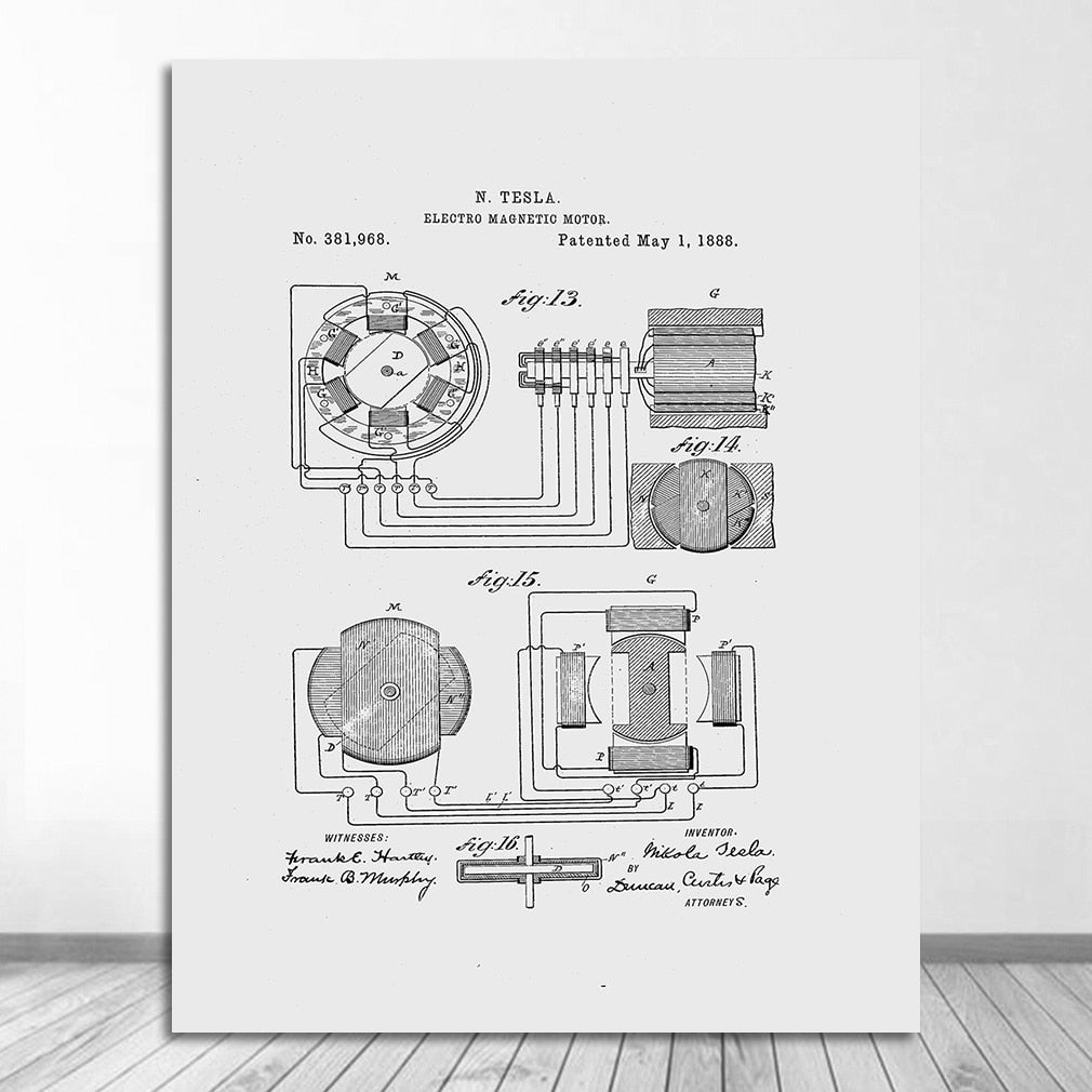 CORX Designs - Nikola Tesla Motor Patent Blueprint Canvas Art - Review