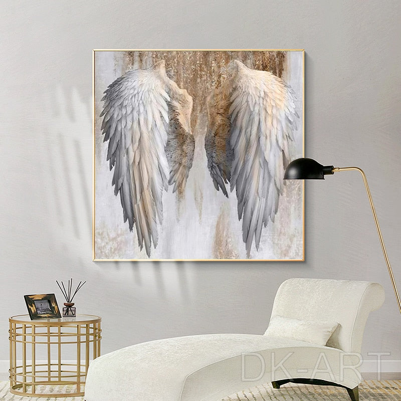 CORX Designs - White and Gold Angel Wings Canvas Painting Art - Review