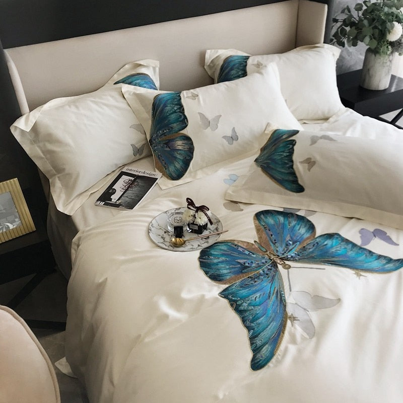 CORX Designs - White Butterfly Egyptian Cotton Duvet Cover Bedding Set - Review