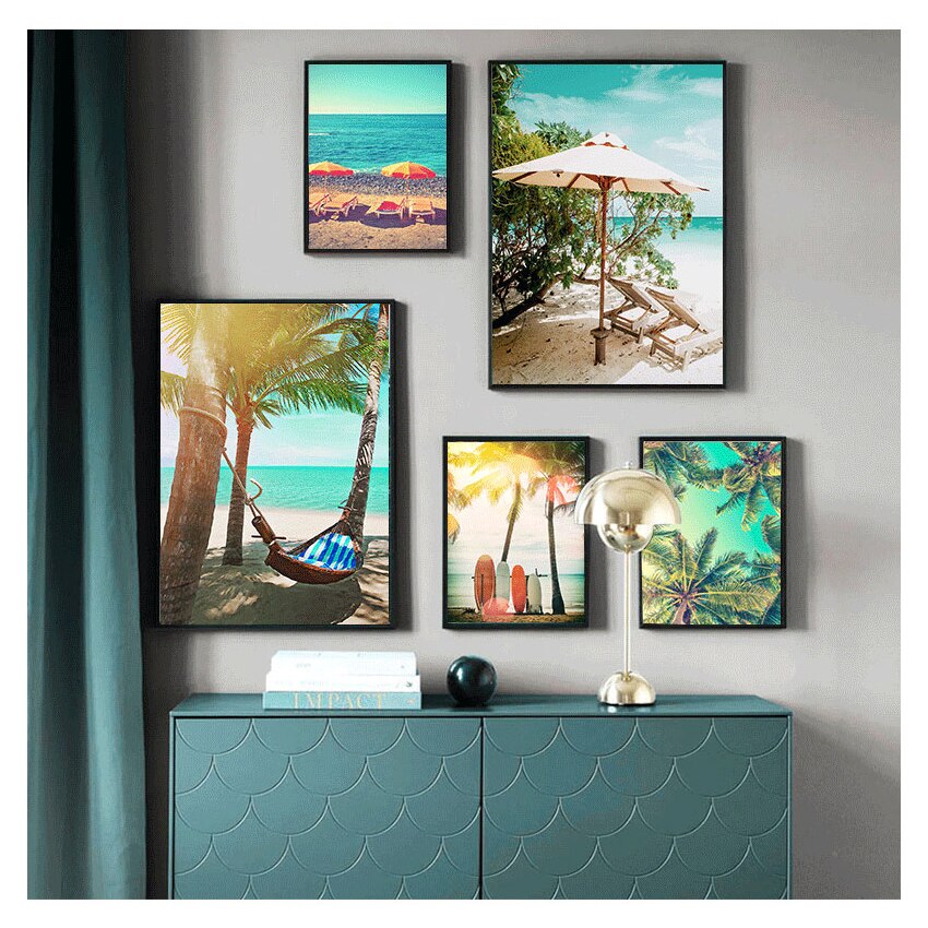 CORX Designs - Beach Surfboard Coconut Tree Hammock Canvas Art - Review