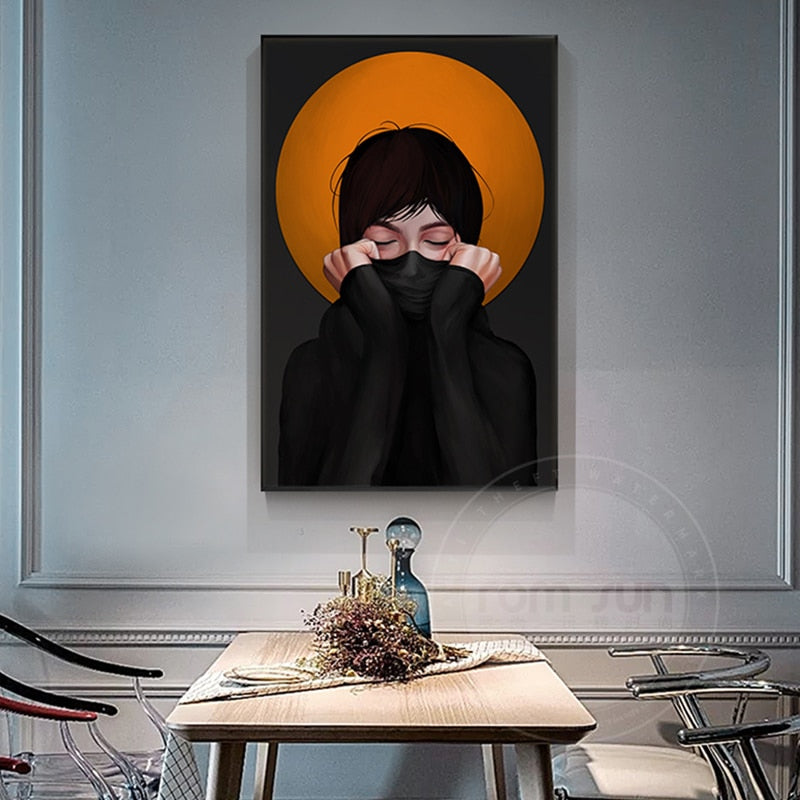 CORX Designs - Modern Girl Concealed Face with Black Cloth Canvas Art - Review