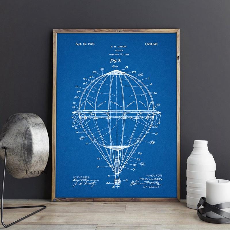 CORX Designs - Hot Air Balloon Patent Blueprint Canvas Art - Review