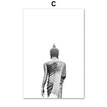 CORX Designs - Black White Sakyamuni Buddha Statue Quotes Canvas Art - Review