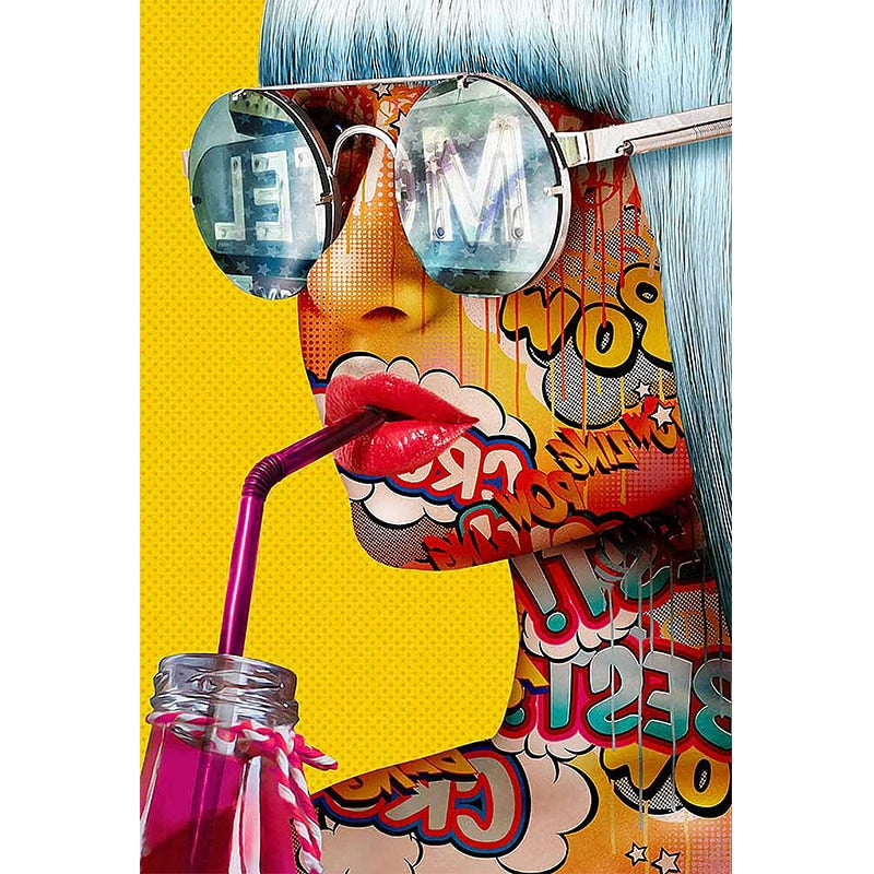 CORX Designs - Colorful Girl Sipping Drink Canvas Art - Review