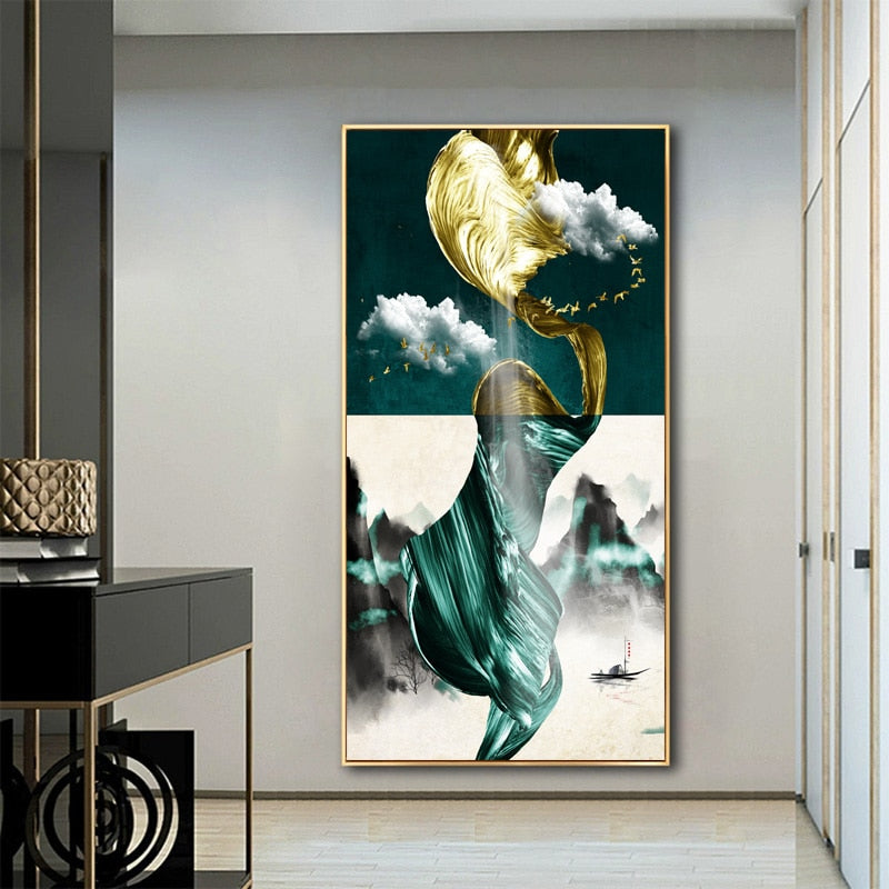 CORX Designs - Abstract Green Gold Ribbon Canvas Art - Review