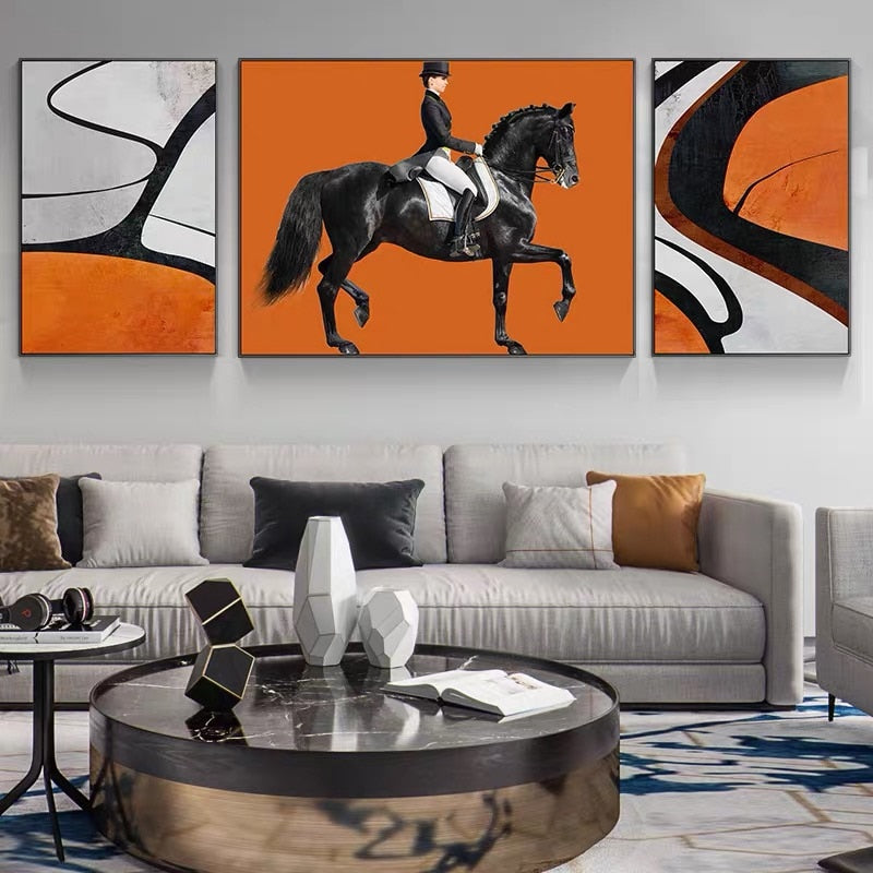 CORX Designs - Modern Black Orange Horseman Canvas Art - Review