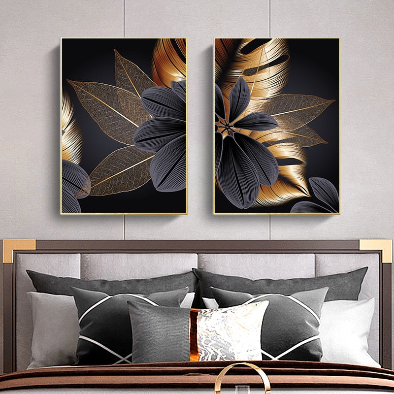 CORX Designs - Black Golden Plant Leaf Canvas Art - Review